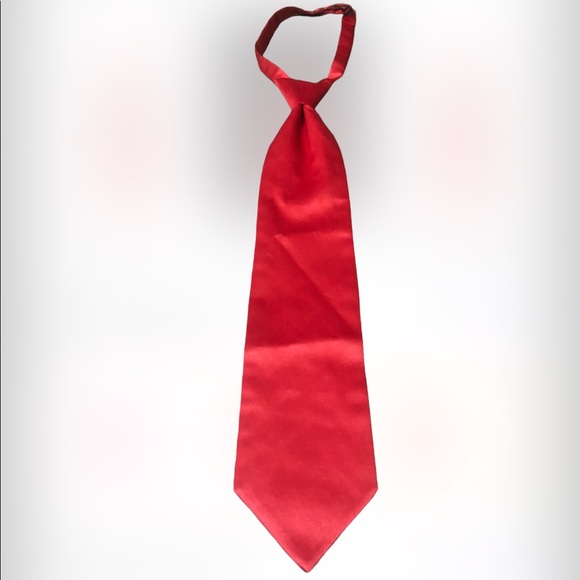 Beautiful Bright Red Satin Formal Windsor Tie w/Adjustable Neckband-Fit Any Size - Picture 1 of 6
